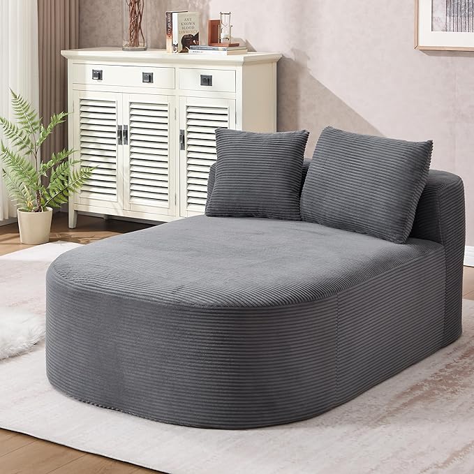 Boneless CouchComfy Fluffy Sofa BedUpholstered Sleeper Sofa with Throw Pillows and ArmrestsCorduroy Plush Cloud Lounge Chair (Grey 67 Boneless Couch)