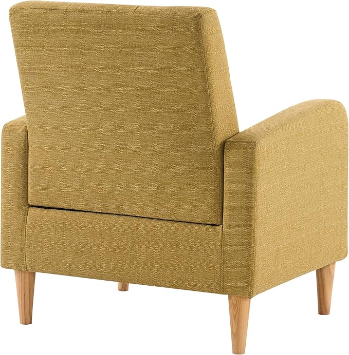 VKNOW Accent Chair Living Room Chair Upholstered Linen Armchair Sofa Chairs for Bedroom Living Room Mid Century Modern Comfy Reading ChairYellow Green