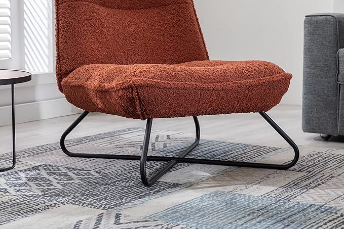 Modern Teddy Fabric Accent Armless Chair for Living Room IndoorBrown