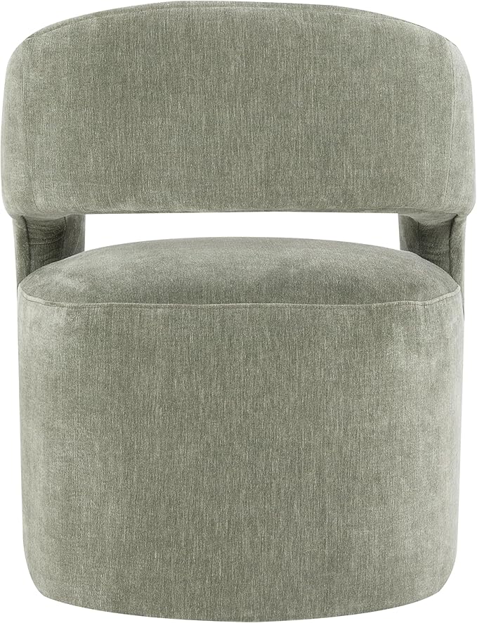 Furniture of America Arina Modern Fabric 25.6-inch Accent Chair with Barrel-Back Design Rounded Seat Pedestal-Style Base and Casters for Living Room Green
