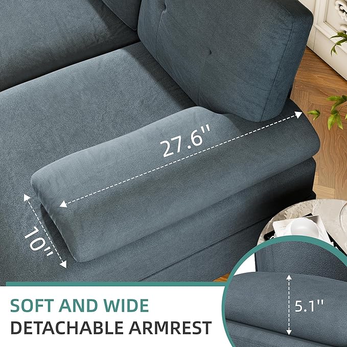 JAMFLY Sectional Sofa Couches for Living Room U Shaped Sofa Living Room Furniture Sets 4 Seat Modular Sectional Couch with Chaise Grey