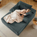 50Oversized Chaise Lounge Chair IndoorCorduroy Boneless Reading Chair with 3 PillowsDeep Seat Cloud Sofa BedComfy Modern Sleeper Chairs in Box for Living Room BedroomNo Assembly(Dark Grey)