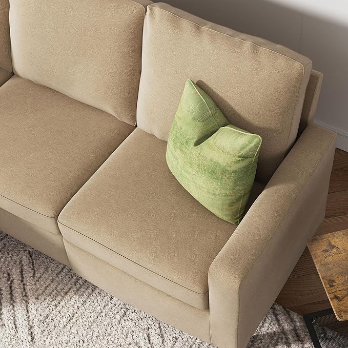 HONBAY L Shaped Couch with Linen FabricConvertible Reversible Sectional Sofa for Small Space Dark Beige