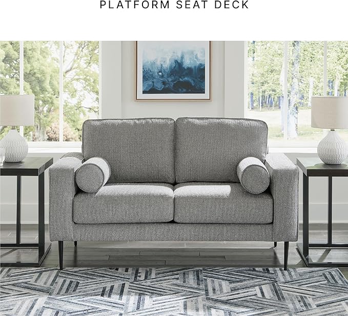Signature Design by Ashley Hazela Casual Loveseat with 2 Bolster Pillows Gray