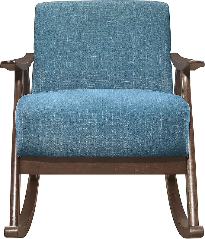 Lexicon Helena 28.5 W Fabric Wood Arm Rocking Chair Blue