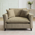 Oversized Accent Chair Chenille Fabric Armchair with Pillow Comfy Single Sofa with 46.3 Wide Seat Cushion Rubberwood Legs Elegant Ruffled Armrests Lounge Chair for Living Room Office