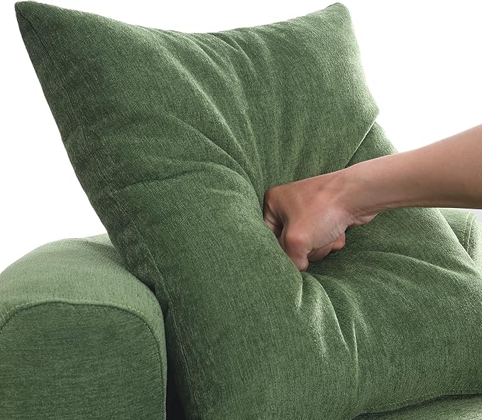 32 Solid Wood Lounge Chair with Pillow Easy to Move Modern Chenille Reading Chair High Stretch Round Sofa for Bedroom Living Room Lounge Hotel 3 Colors
