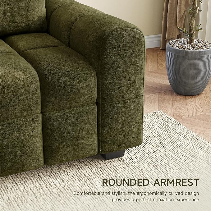 ONBRILL 82 Loveseat Sofa Modern Chenille Sofa Couch for Living Room Pull Point Seat Cushion Easy Assembly Comfy Love Seat for Small Spaces Bedroom Apartment Green