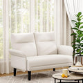 Yongchuang Small Couch 46 Beige Faux Leather Loveseat Sofa for Living Room Bedroom Love Seat Mini Couch with Arm Rest