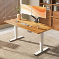 FLEXISPOT E6 MAX Woodix Acacia Solid Wood 60x30 Dual Motor Heavy Duty Standing Desk 330lbs Capacity 3-Stage Height Adjustable Desk w/Cable Management &amp Wheels(Natural Acacia Wood + White Frame