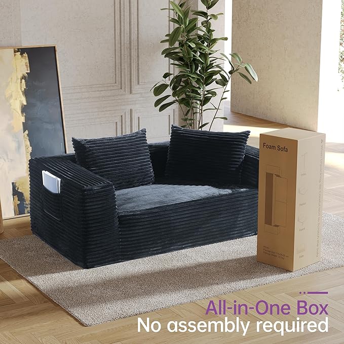 Sofa 71 Loveseat Sofa-in-a-Box Deep Seat Couch No Assembly Required Comfy Plush Corduroy for Living Room Bedroom Office