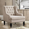 Rosevara Emmie Accent Chairs for Living RoomUpholstered ArmchairLinen Fabric Comfy Reading Seat Lounge for Living Room Bedroom ApartmentEasy AssemblyBeige