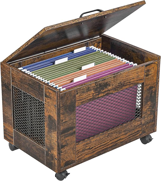 Rolling File Cabinet Cart Hanging File Organizer Box with Lid for Home Office Small Filing Cabinet on Wheels Under Desk