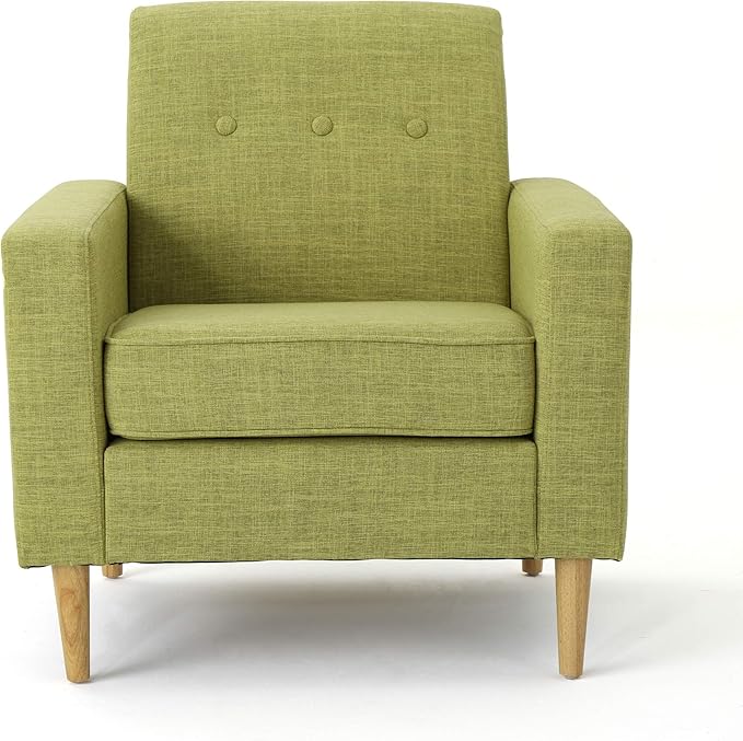 Christopher Knight Home Sawyer Mid-Century Modern Fabric Club Chair Muted Green / Natural