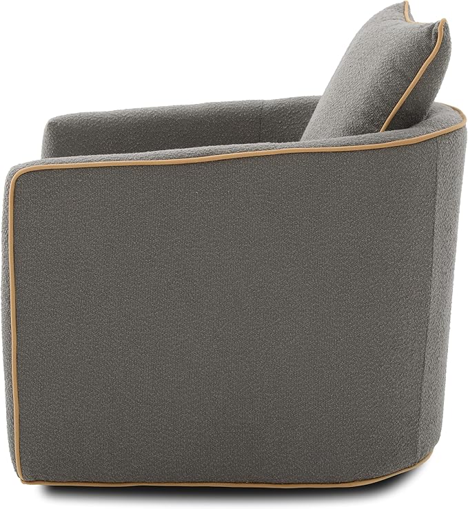Christopher Knight Home Arlo 360° Swivel Accent Chair for Living Room Bouclé Upholstered Rotating Lounge Chair Indoor Barrel Swivel Chair with Iron Frame Curved Armrest and Padded Seat Light Grey