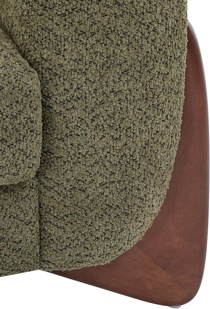 Merax 63 Inch Modern Boucle Upholstered 2-Seater Sofa Chenille Fabric Loveseat with Solid Wood Legs Low Profile Small Couch for Living Room Olive Green