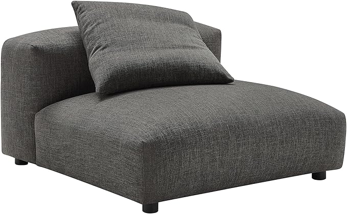 Modway Solace Modular Sofa Armless Chair in Charcoal - Oversized Lounge Chair with Fabric Upholstery - Comfy Single Sectional Sofa Chair - Modern Accent Lounge Chair for Living Room