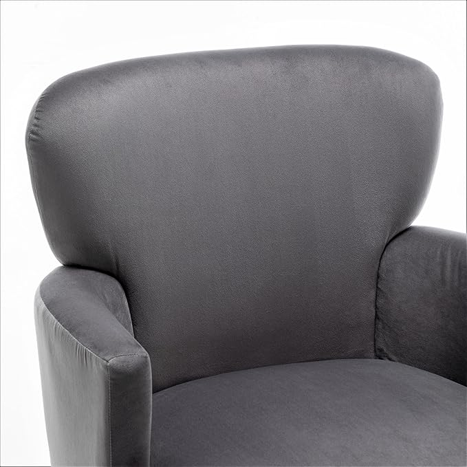 Trendy Velvet Accent Chair with Gold Metal Legs Upholstered Armchair for Small to Mid-Size Spaces Modern Living Room Bedroom Vanity Desk and Entryway Grey