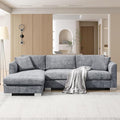 Deep Seat Oversized L Shaped Modular Sectional Sofa with Extra Wide Chaise 4 Seater Cloud Lounge Sofa Corner Couch with Metal Legs and Detachable Cushions for Living Room Apartment Chenille Fabric