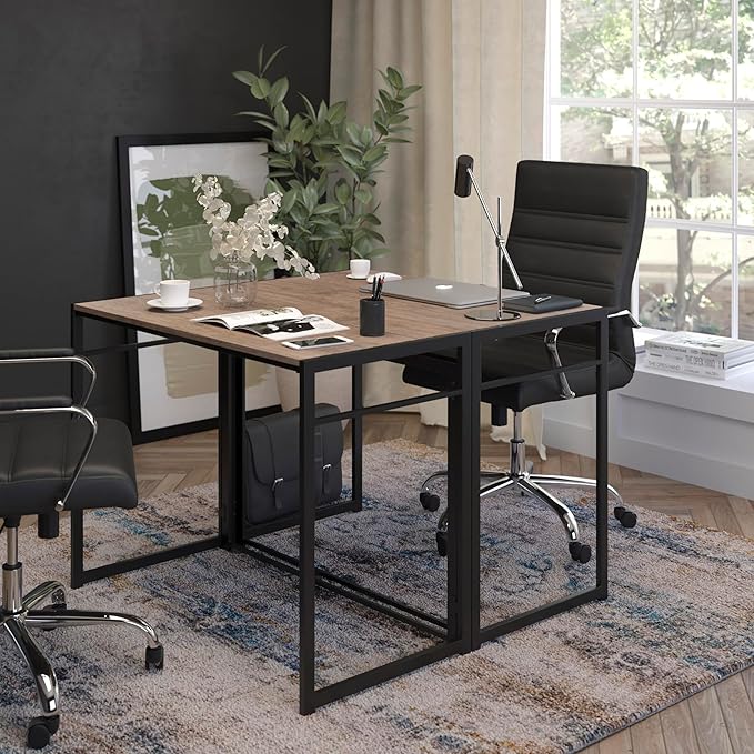 EMMA + OLIVER 40 Rustic Home Office Folding Computer Desk - Laptop Desk