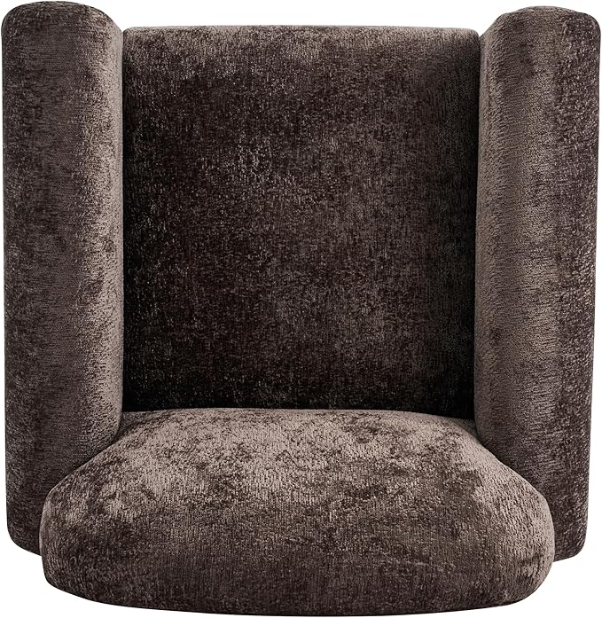 Christopher Knight Home Peysz Modern Accent Chair Chenille Upholstered Armchair with Rounded Wooden Legs Comfortable Single Sofa Soft Cushion Seating Lounge Chair Indoor Dark Brown