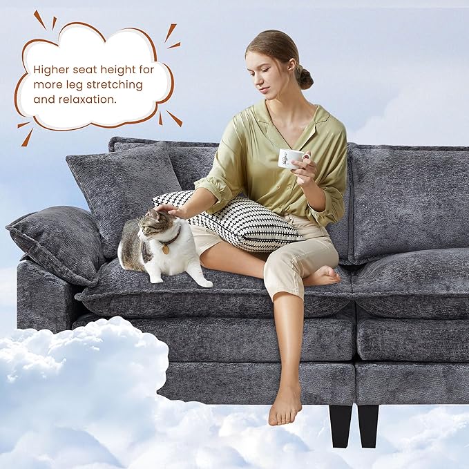 83 Loveseat SofaCloud Couch for Living RoomComfy Love Seat with Double Cushion2 PillowsRemovable Cover for Bedroom Apartment and Office
