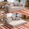 79 Corduroy Sofa Bed Sleeper Couch 6-in-1 Convertible Boneless Floor Futon Loveseat High-Density Foam Couch in a Box with 2 Headrest Pillows No Assembly Red and White