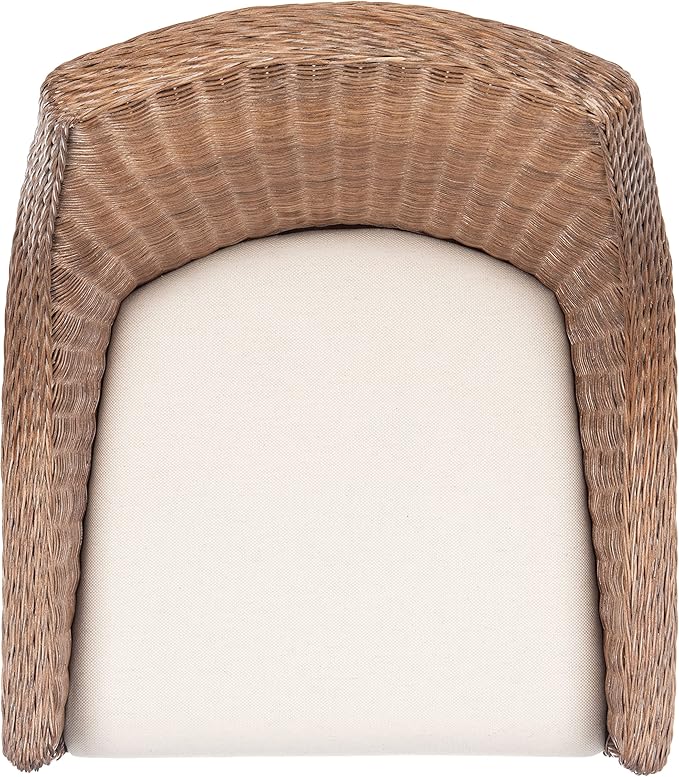 SAFAVIEH Home Collection Franco Coastal Brown/White Cushion Sloping Accent Chair SEA4000B