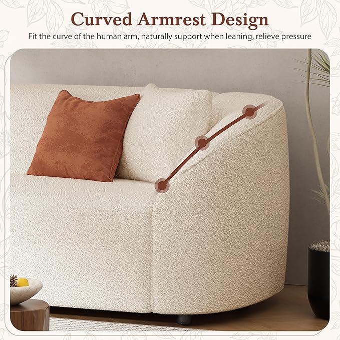 Christopher Knight Home Sabbo 87.50 Boucle Upholstered Couch Oversized 2 Seater Sofa Curved Soft Seating Lounge Sofa Chair Cozy Loveseat with Armrest Reading Sofa for Living Room Home Rest Beige