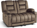 MCombo 55.9 Zero Gravity Power Loveseat Recliner with Heat and Vibration Massage Reclining Loveseat Sofa with USB Ports Cup Holders for Living Room Fabric PR648SET (Dark Brown)