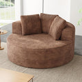 JACH Oversized Sofa Chaise with Three Pillows 50 Corduroy Deep Seat Single Sleeper Sofas Round Upholstered Lazy Floor Sofa for Living Room Apartment Brown