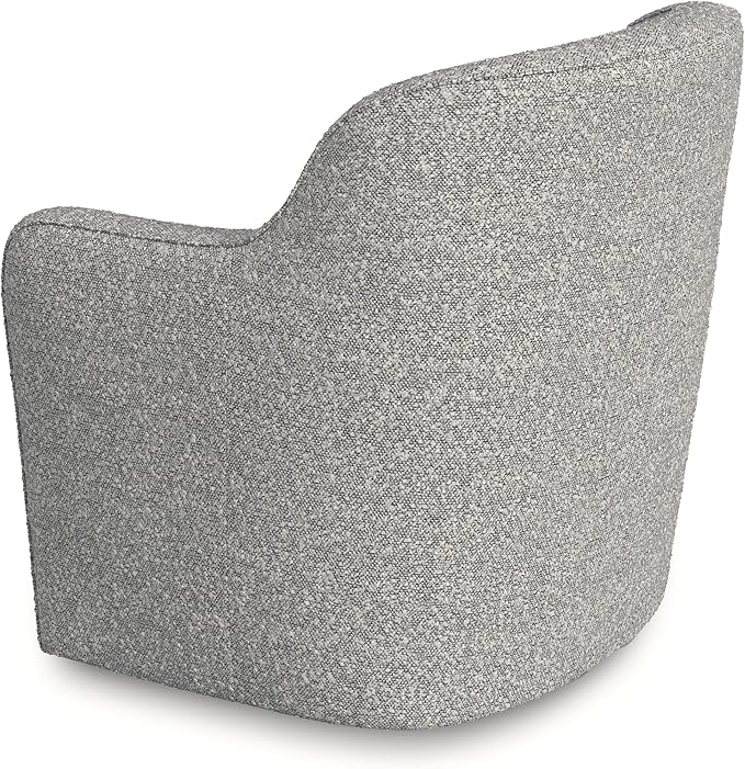 Spatial Order Upholstered 360° Barrel Back Swivel Chair | Accent Chairs for Living Room &amp Bedroom | Decorative Home Furniture White Boucle with Gray Yarn