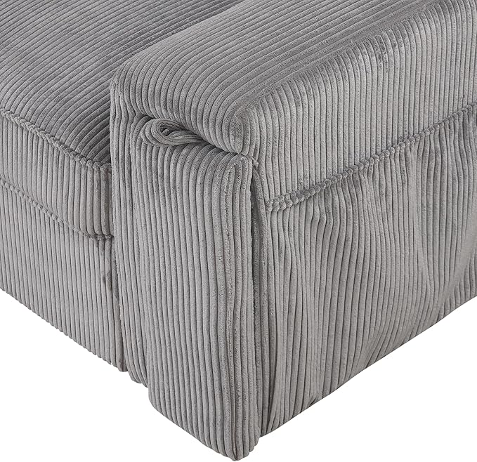 Modern Upholstered L-Shaped Convertible Corner Sofa Couch Pull-Out Sofa Bed Sleeper Sectional Sofa with Storage Bags and 2 Cup Holders on Arms for Living Room Office Apartment (Grey-2C)