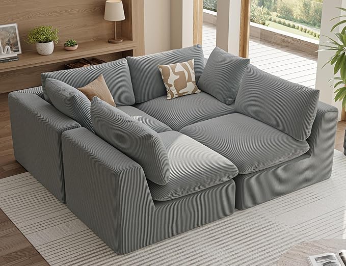 106“ Cloud Sectional Couches Sofa for Living Room Modern 4 Seats Couch Convertible L Shape Sofa No Assembly Needed