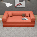 Convertible Couch Sofa Bed Foldable Floor Sleeper | All High-Density 35D Foam | Fold Out Deep Seat Couch | King Size | Compression Sofa Sleeper for Living Room Bedroom | Corduroy Orange