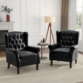UIXE Faux Leather Accent Chairs Set of 2 High Back Upholstered Armchair for Living Room Wingback Chair Comfy Single Sofa Bedroom Reading Seat with Solid Wood Legs - Black