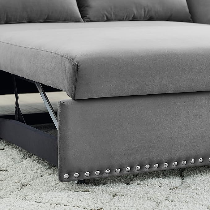 Goohome 2 in 1 Convertible Sofa Pull BedRecliner Futon Sofá Chair Loveseat Sleeper for Living RoomSmall Apartment C-Grey a
