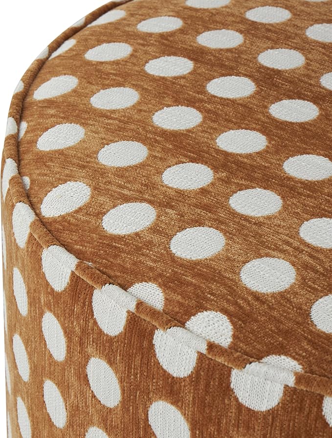 Deco 79 Polyester Living Room Accent Chair Round Swivel Boucle Side Chair with White Spots Corner Chair 26 x 27 x 25 Brown