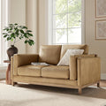 Modway Roscoe 63 Inch Vegan Leather Loveseat in Toast - Comfortable Faux Leather 2 Seater Couch for Living Room Apartment or Office Seating