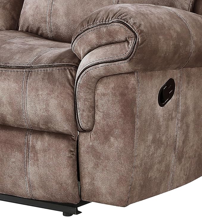 Acme Zubaida Velvet Motion Reclining Sofa with USB Dock in 2-Tone Chocolate