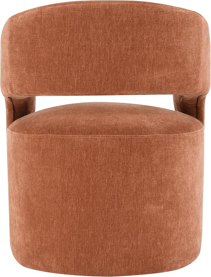 Furniture of America Arina Modern Fabric 25.6-inch Accent Chair with Barrel-Back Design Rounded Seat Pedestal-Style Base and Casters for Living Room Rustic Orange