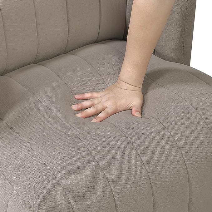 Modern Swivel Chair: Luxury Textured Fabric Contemporary Barrel Back Design for Living Room (Taupe)