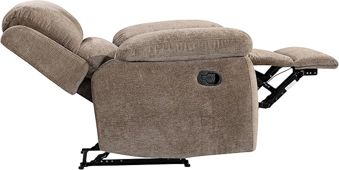 Betsy Furniture Modern Fabric Recliner Sofa Set Couch Loveseat w/Console Recliner 8093 (Khaki Chair)