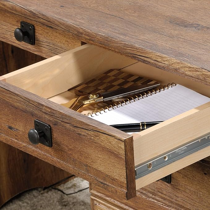 Sauder Palladia Executive Desk 29.5D x 65.1W x 29.61H Vintage Oak finish