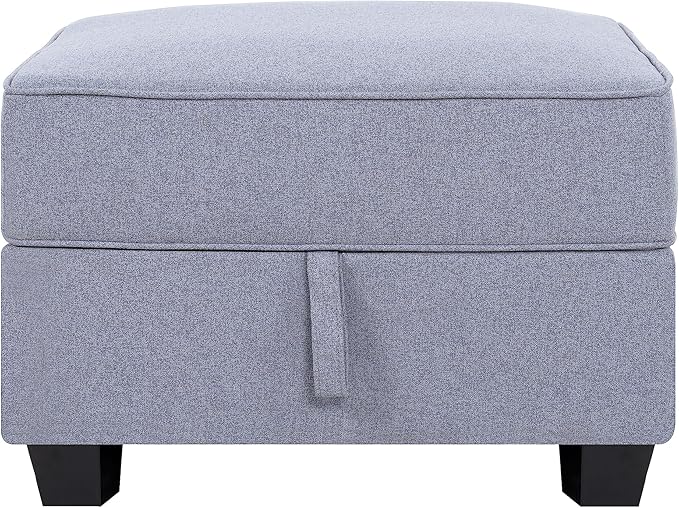 Naomi Home Square Ottoman Module for Modular Sectional Sofa Storage Ottoman Footrest and Square Seat Cube Linen Foot Stool - Gray
