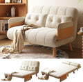 Convertible Chair Bed Futon Sofa Bed Sleeper Chair with Solid Wood Leg and Storage Pocket Linen Fabric Sofa Couch Guest Bed for Living Room Bedroom Office Apartment (43.31)