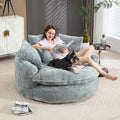 55 Oversized Round Boneless Lounge Chair - Cloud Comfy Reading Seat for Living Room Home Office (Blue Gray Round Lounge Chair (Ottoman Not Included))