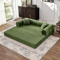 79 5-in-1 Convertible Sofa Bed Premium Sleeper with Reinforced Frame &amp Plush Corduroy No Assembly Modular Couch for Lounge Guest Room &amp Small Space Olive Green