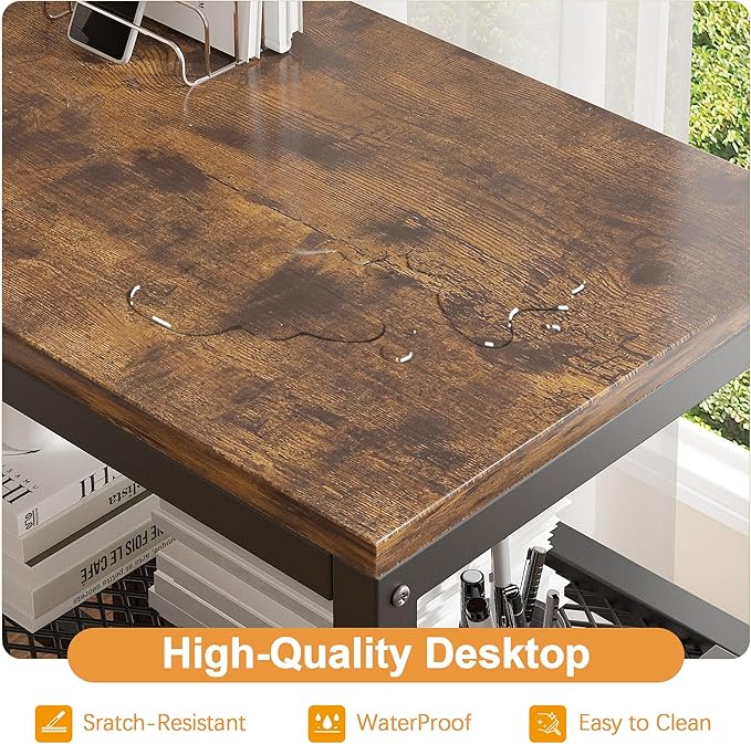 VECELO L Shaped Desk 49 Inch Computer Gaming Study Writing Table Home Office Workstation with Storage Shelves &amp Bag