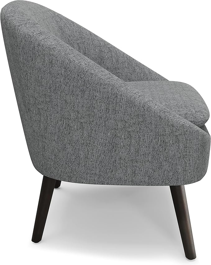 SIMPLIHOME Redding Accent Chair - 27 inch Wide Upholstered Mid-Century Modern Arm Chair in Storm Grey for Living Room or Bedroom with Solid Wood Frame Removable Cushion and Angled Legs